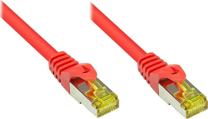 Good Connections Geros jungtys RJ45 Komutacinis kabelis su Cat.7 RohCable ir Rastnasenschutz (RNS), S/FTP, PiMF, be halogenų, 600MHz, OFC, raudonas, 1m, Geros jungtys (8070R- 010R)