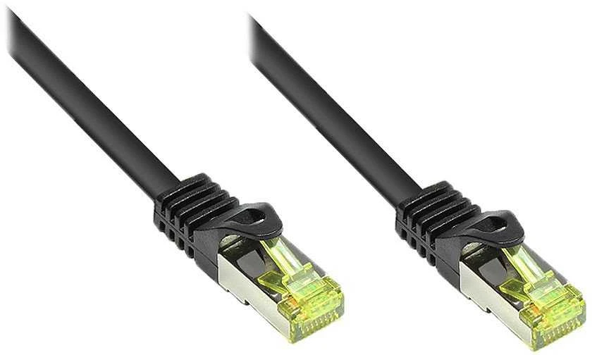 „Good Connections“ RJ45 komutacinis kabelis su Cat.7 neapdorotu kabeliu ir apsauga nuo įspraudimo (RNS®), S / FTP, PiMF, be halogenų, 600MHz, OFC, Juodas, 15m, ® (8070R-150S)