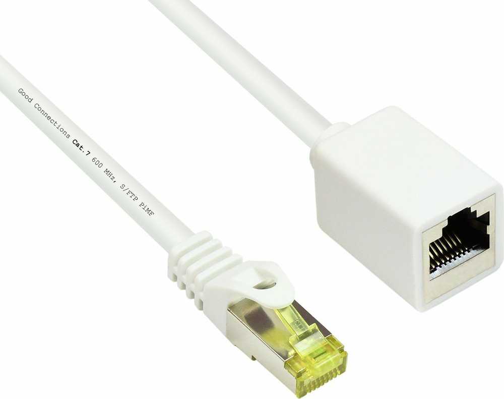 GoodConnections „Good Connections“ RJ45 jungiamasis kabelis su „Cat.7 Roh“ apsauga ir skląsčio apsauga (RNS), S/FTP, PiMF, be halogenų, 600MHz, OFC, baltas, 1m, „Good Connections“ (8070VR-010W)