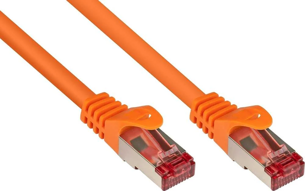 „Good Connections“ RNS komutacinis kabelis su apsauginiu tinkleliu, Cat. 6, S/FTP, PiMF, PVC, 250MHz, oranžinis, 0,5m, (8060-005O)