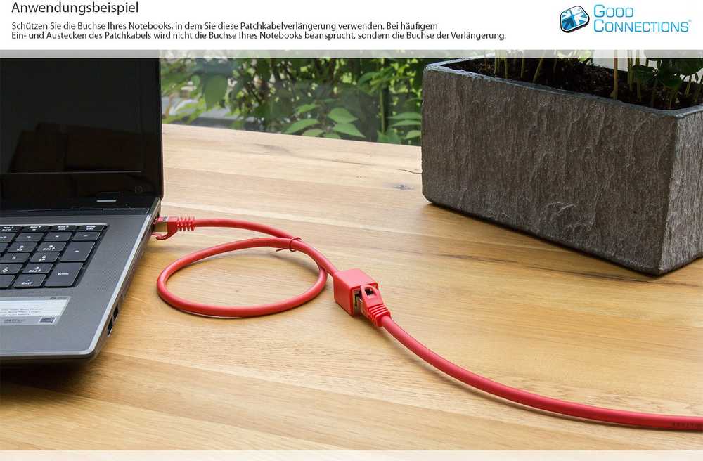 Nezatříděno Good Connections RNS Patch cable extension with latch protection, Cat. 6, S/FTP, PiMF, PVC, 250MHz, OFC, CU, red, 0,5m, Good Connections (8063VR- 005R)