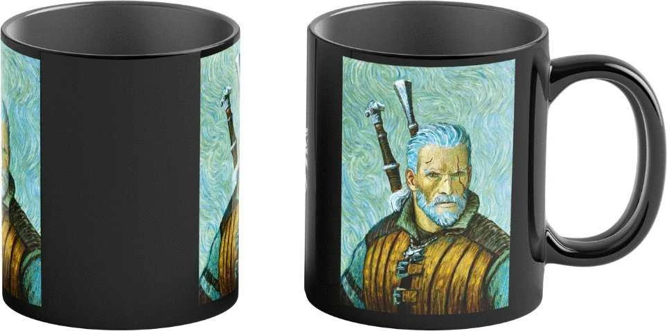 „Cenega Heat“ puodelis su užrašu „Good Loot The Witcher 3 Game Art Chronicles“ – Geralt & Vincent van Gogh 450 ml Juodas