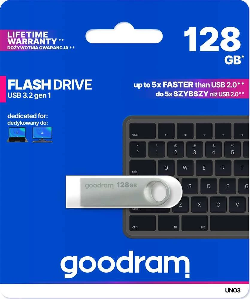 66-323# PENDRIVE GOODRAM atminties kortelė 128GB UNO3 USB3.2