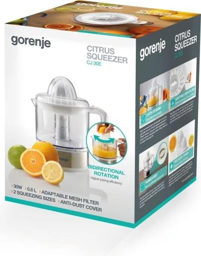 Sulčiaspaudė Gorenje | Citrus Juicer | CJ30E | Type Citrus Juicer | Baltas | 30 W | Greičių skaičius 1