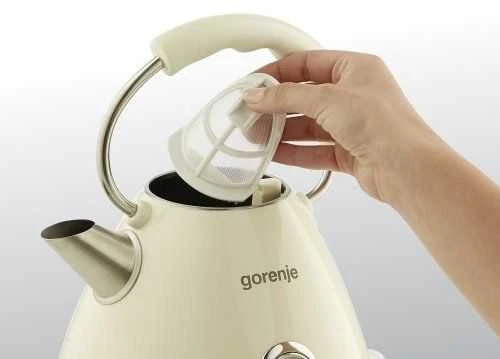 Virdulys Gorenje K17CLI Standard, Plastic/ metal, Kreminis, 2200 W, 360° rotational base, 1.7 L