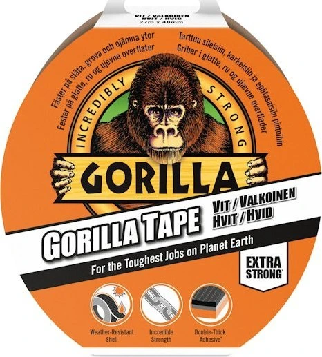 Gorilla Sports Gaffatape - 48mm - Hvid - 27 m.