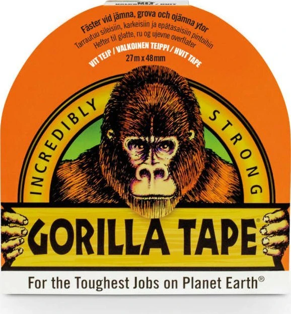 Gorilla Sports Gaffatape - 48mm - Hvid - 27 m.