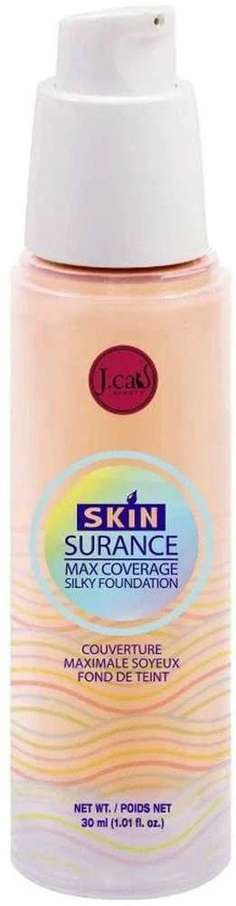 J.Cat Beauty „Skinsurance Max Coverage Silky Foundation“ makiažo pagrindas, 104 Dramblio kaulo spalvos, 30 ml