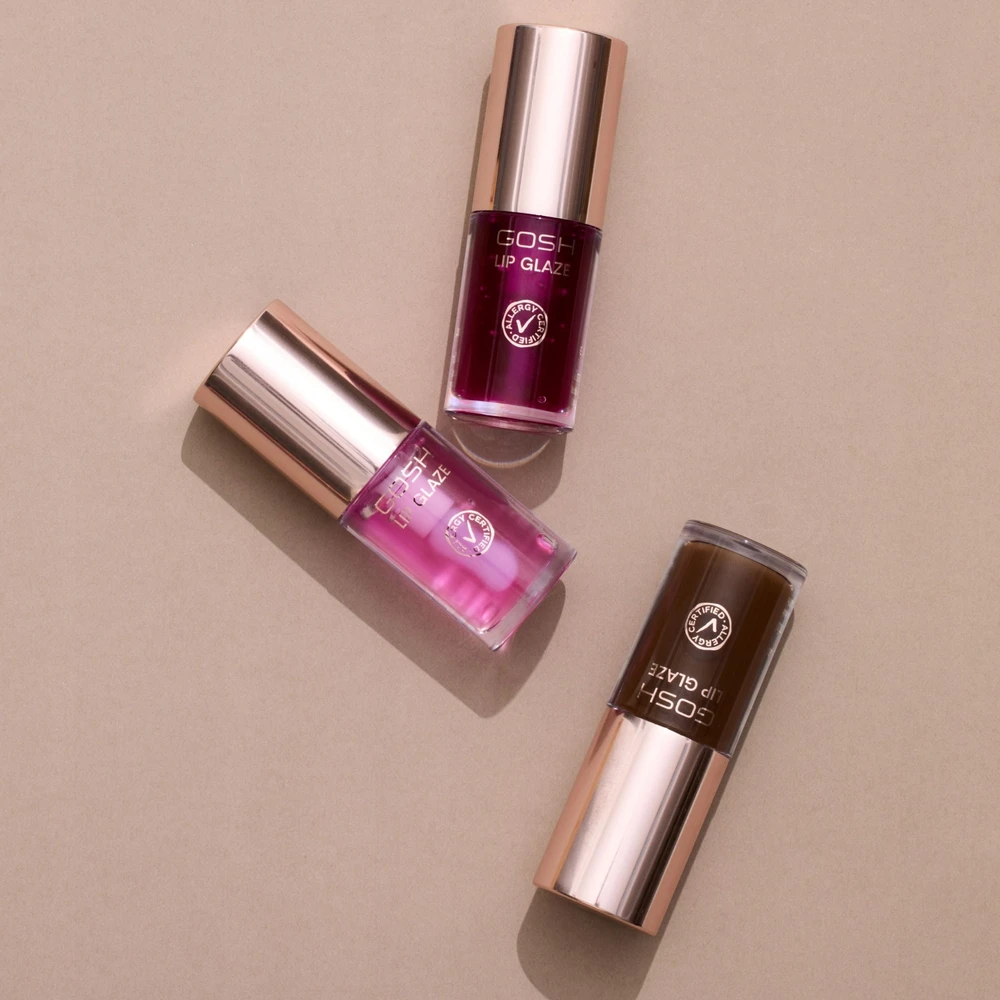 Gosh Lip Glaze Allergy Certified Long-lasting shine Lūpų blizgis 001 Shocking Rožinė 5.5 ml