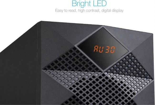 Kompiuterio kolonėlės Fenda F&D A180X 2.1 daugialypės terpės garsiakalbiai, 42W RMS (14Wx2+14W), 2x3'' palydovai + 5,25'' žemųjų dažnių garsiakalbis, BT 5.0/AUX/USB/FM/LED Ekranas/Nuotolinio valdymo pultas/Medinis/Juodas