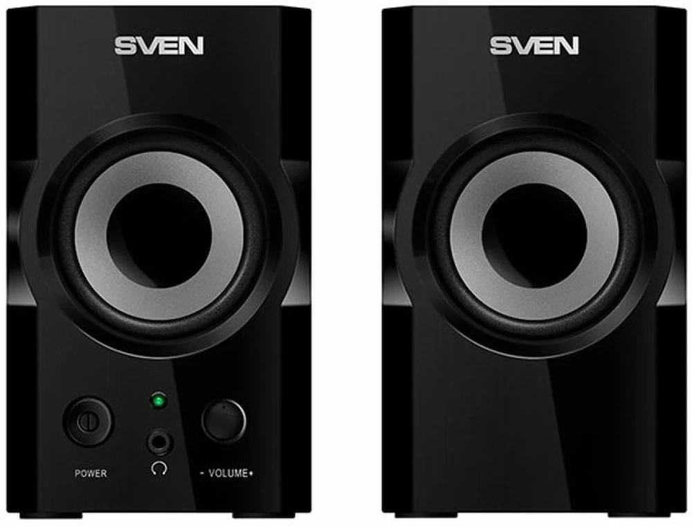 Kompiuterio kolonėlės SVEN SPS-606 2x3W, priekinis ausinių lizdas, priekinis maitinimo mygtukas ir garsumo reguliavimas