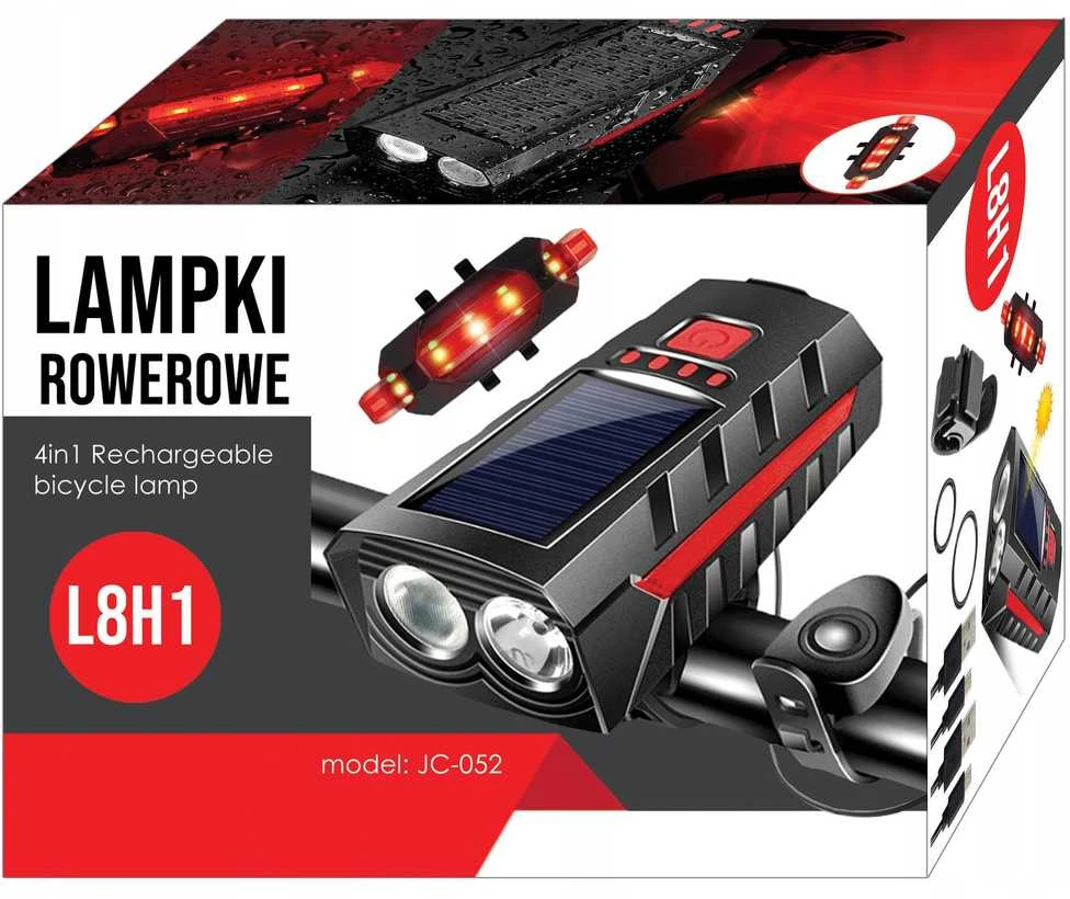 Nezatříděno Gotel L8H1 Saulės energija varomas dviračio žibintas vairui + galinis