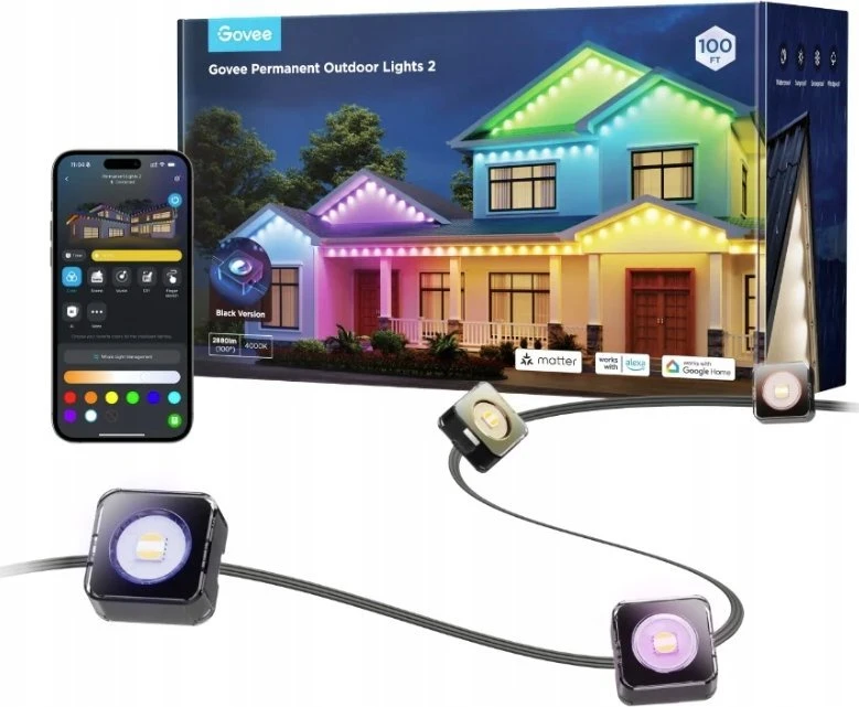 Nuolatiniai lauko šviestuvai Govee H705E Permament Outdoor Lights 2 | 30 m | LED | RGBICW, Wi-Fi, Bluetooth, IP67