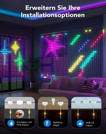 Govee H70B1 Užuolaidinis šviestuvas | LED užuolaida | „Wi-Fi“, „Bluetooth“, RGBIC, IP65