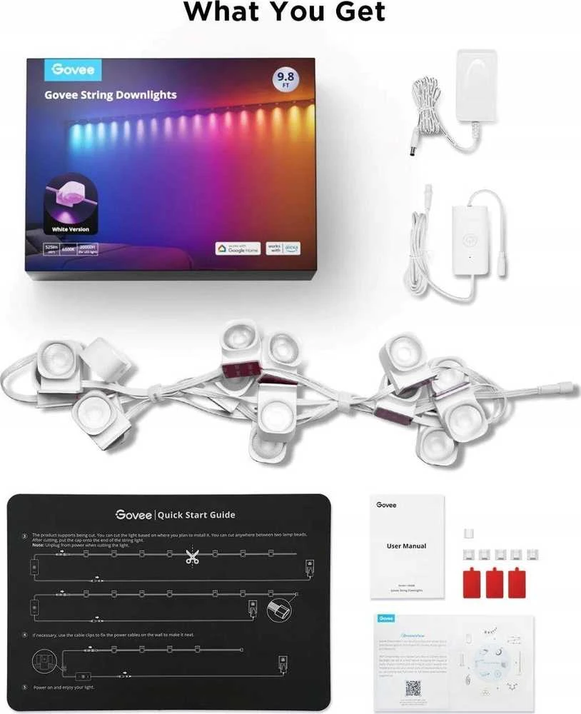 Govee H608B RGBIC styginiai apatiniai šviestuvai 3m | LED apšvietimas | RGBIC, EU kištukas