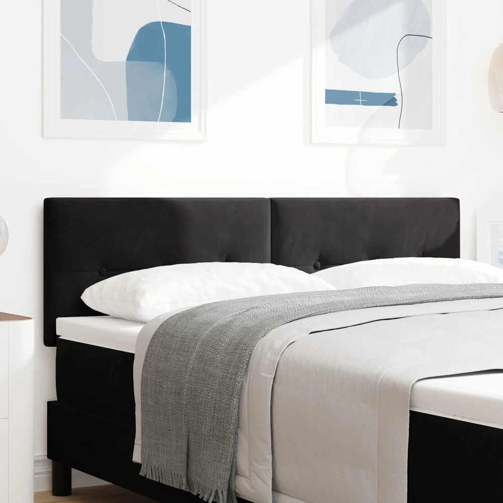 LED galvūgalis su LED juostelėmis Juodas 144 cm Aksomas