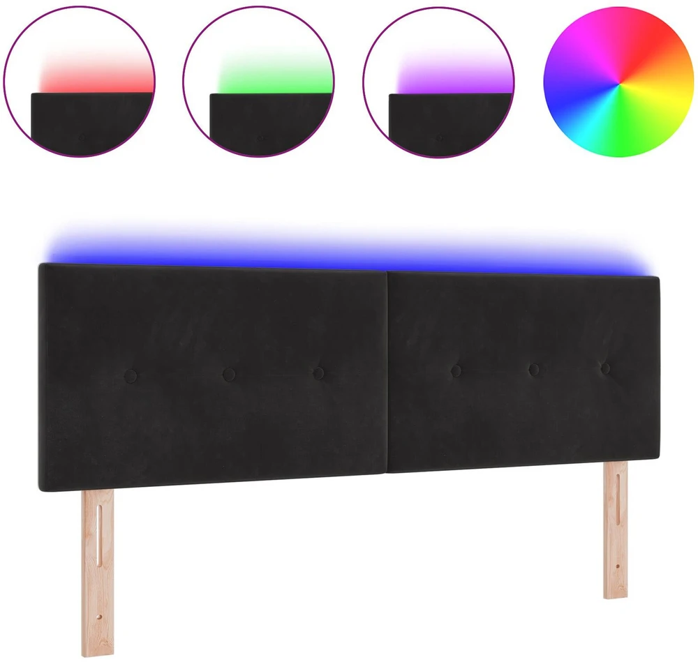 LED galvūgalis su LED juostelėmis Juodas 144 cm Aksomas