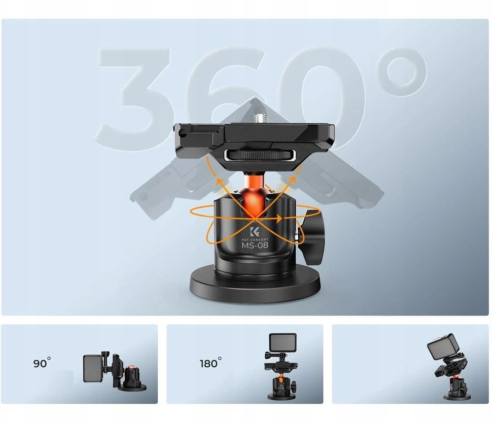 K&F Concept magnetinis sporto kamerų laikiklis su 360° rutuline galvute KF31.156