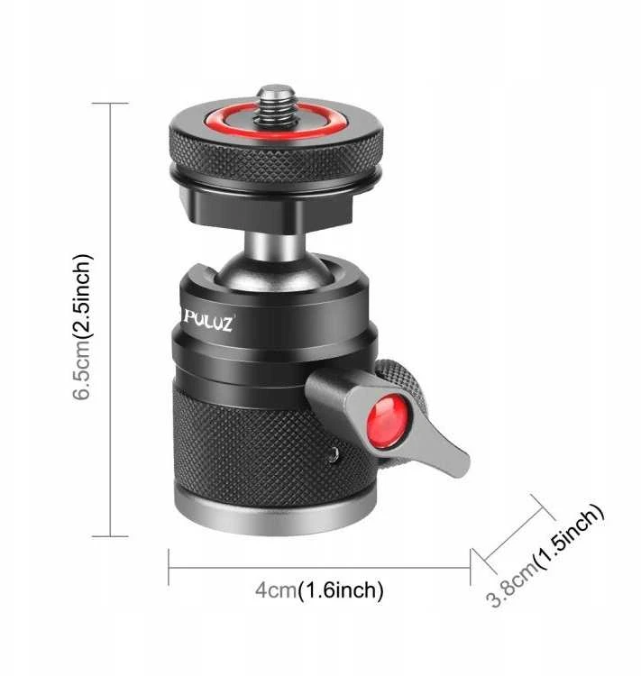 Puluz galvutė Rutulinė galvutė fotoaparatui 3D srieginis 1/4'''' 2x ISO kojelė iki 3kg Puluz / Pu3075b