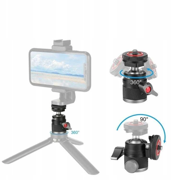 Puluz galvutė Rutulinė galvutė fotoaparatui 3D srieginis 1/4'''' 2x ISO kojelė iki 3kg Puluz / Pu3075b