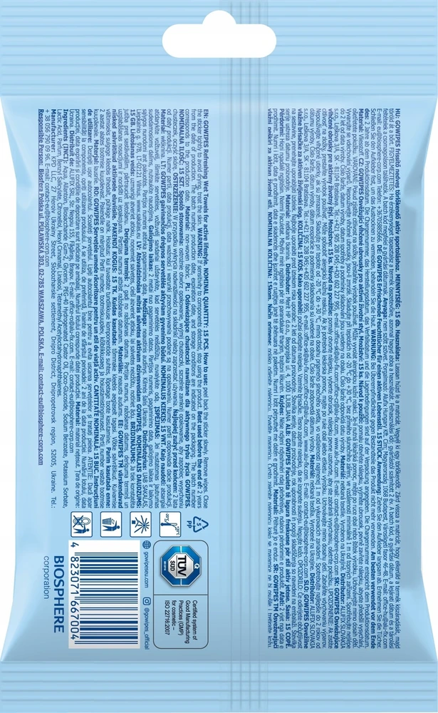 WET WIPES GOWIPES REFRESH GYM 15