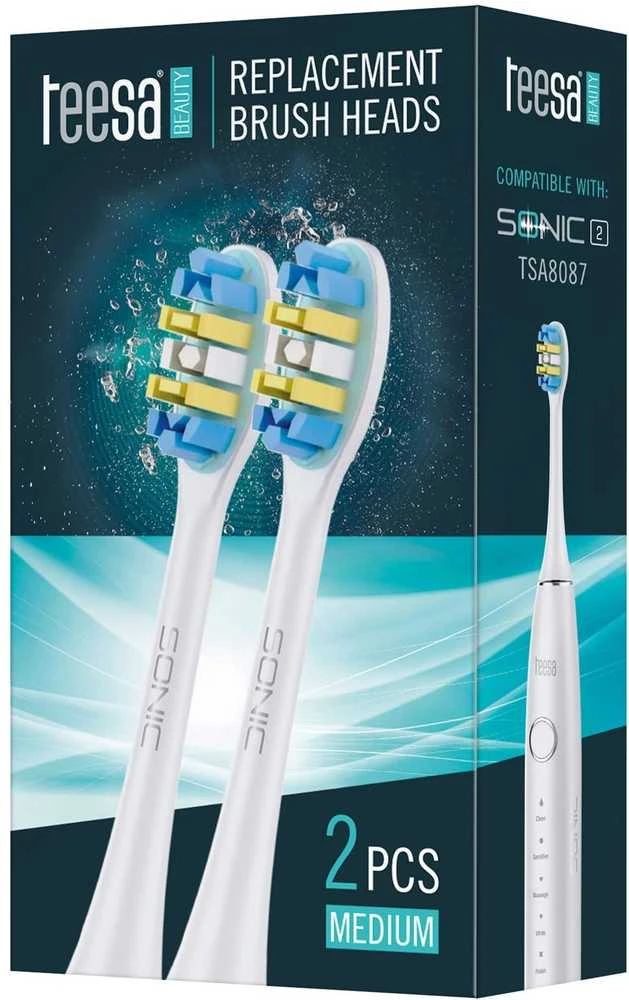 TEESA SONIC 2 TSA8087-W vidutinio stiprumo Sonic dantų šepetėlio galvutės