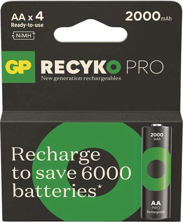 GP ReCyko Pro AA 2000mAh baterijų pakuotė