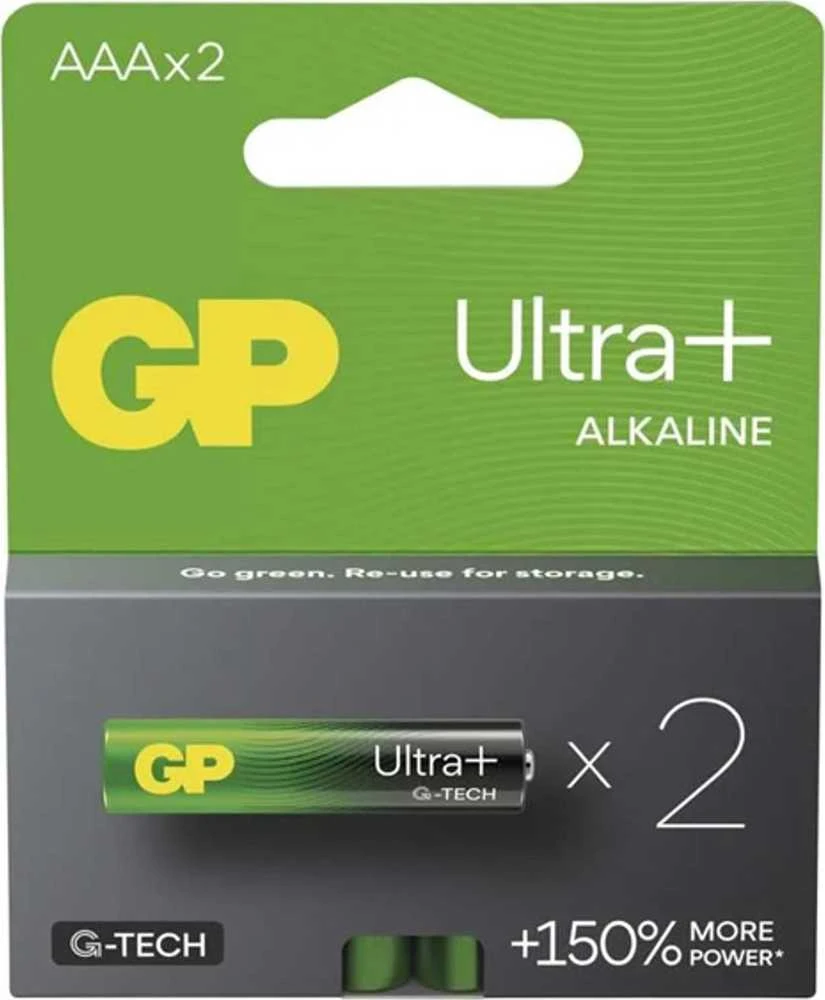 GP šarminės baterijos, AAA (LR03), AAA, 1,5 V, lizdinėje plokštelėje, 2 vnt. pakuotėje, „Ultra Plus“