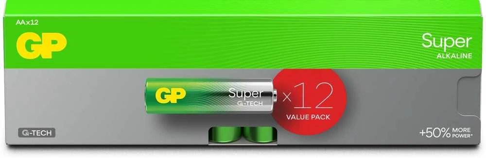 GP BATTERIES SUPER ALKALINE AA 1.5V 12PCE