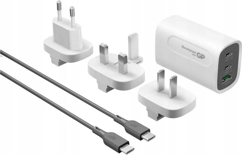GP Battery GP GaN USB įkroviklis QuickChargeAdapter PD 2xUSB-C ir 1xUSB-A baltas 65W