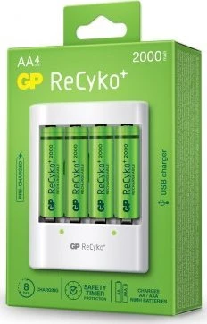 GP ReCyko+ AA baterijų komplektas su įkrovikliu