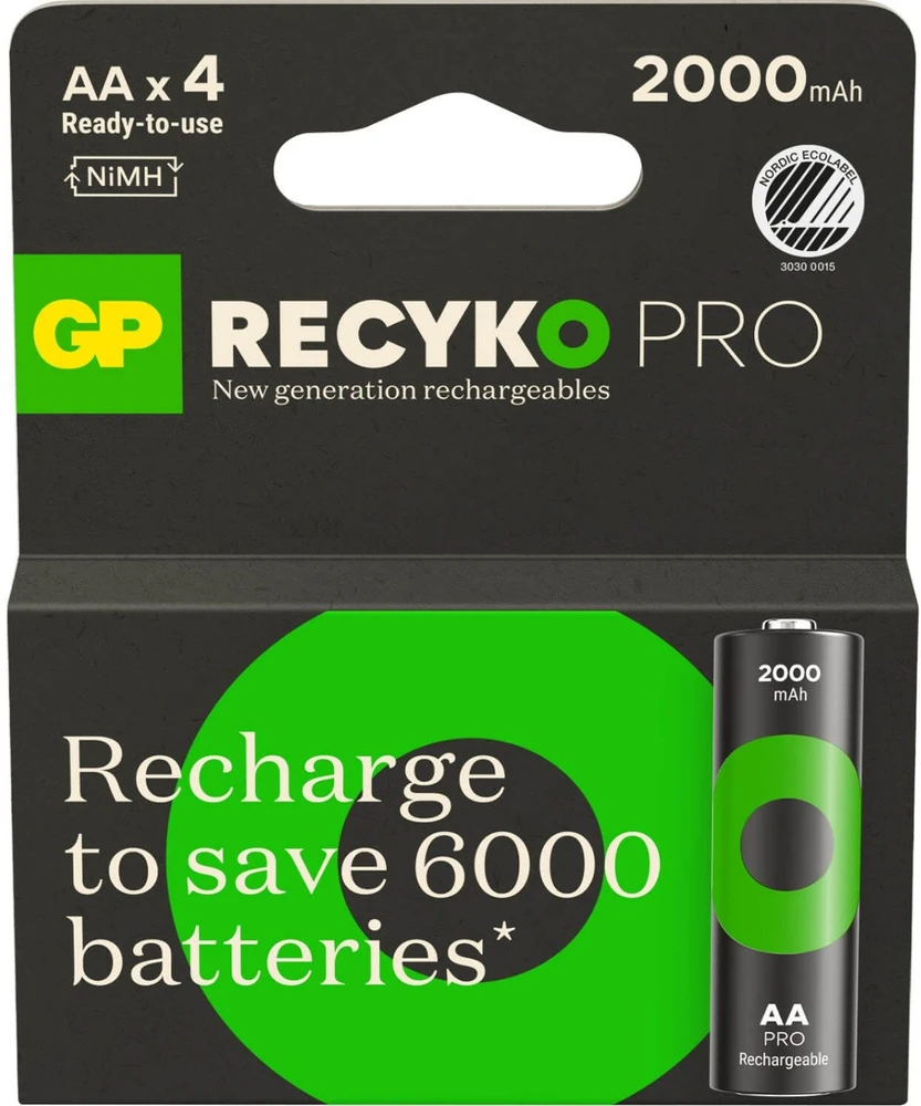 GP „Gold Peak Industries Recyko Pro AA“ NiMH baterijos, 4 vnt. pakuotėje – „Mignon“ (AA) (201243)