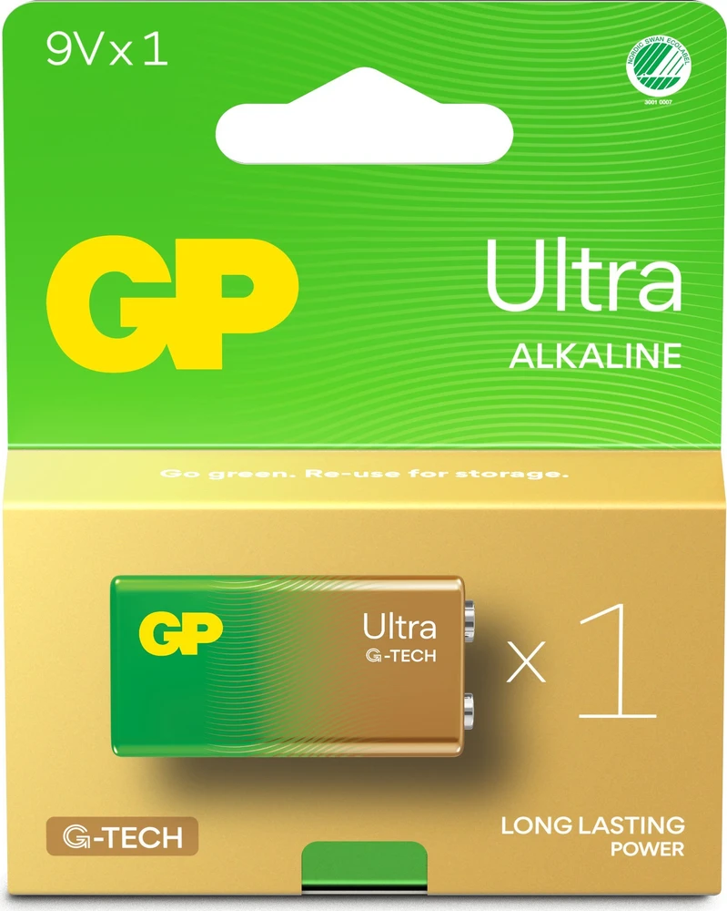 GP Battery GP Baterija GP - itin šarminė 9 V baterija, 1604AU/6LF22, 1 pakuotė