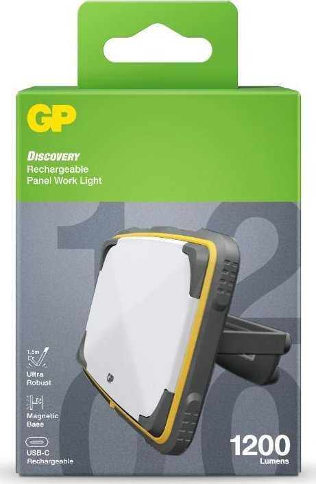 GP Battery GP Baterija GP - „Discovery“ įkraunamas panelinis darbo žibintas, CWP15, 1200 liumenų