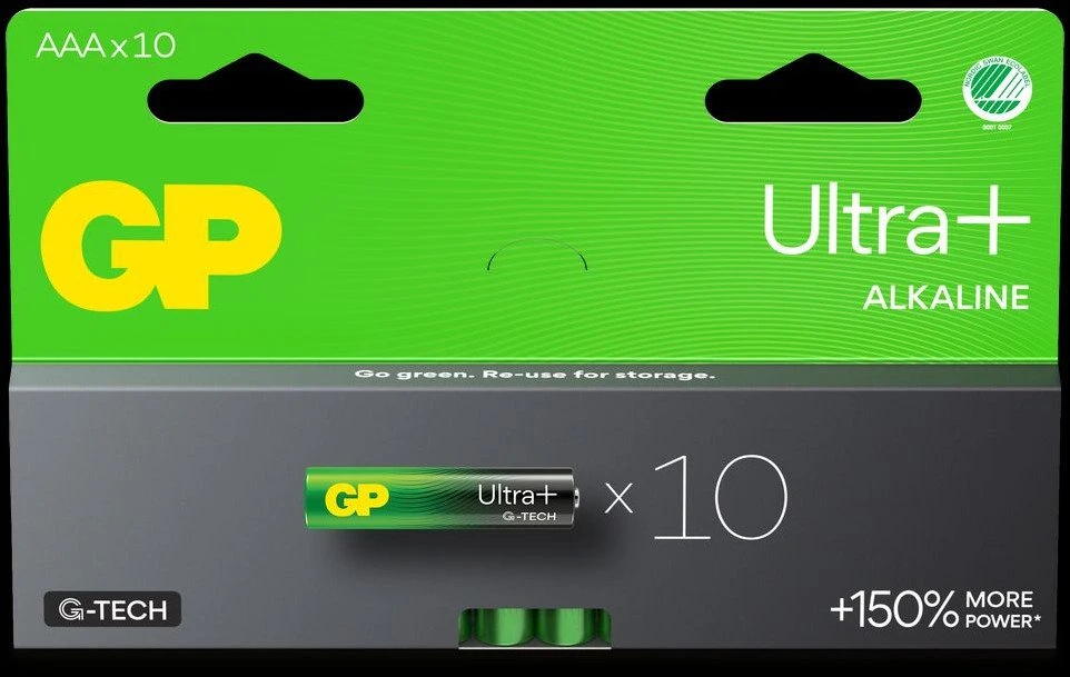 GP Ultra Plus Alkaline Baterija, Size AAA, 24AU/LR03, 1.5V, 10-pack