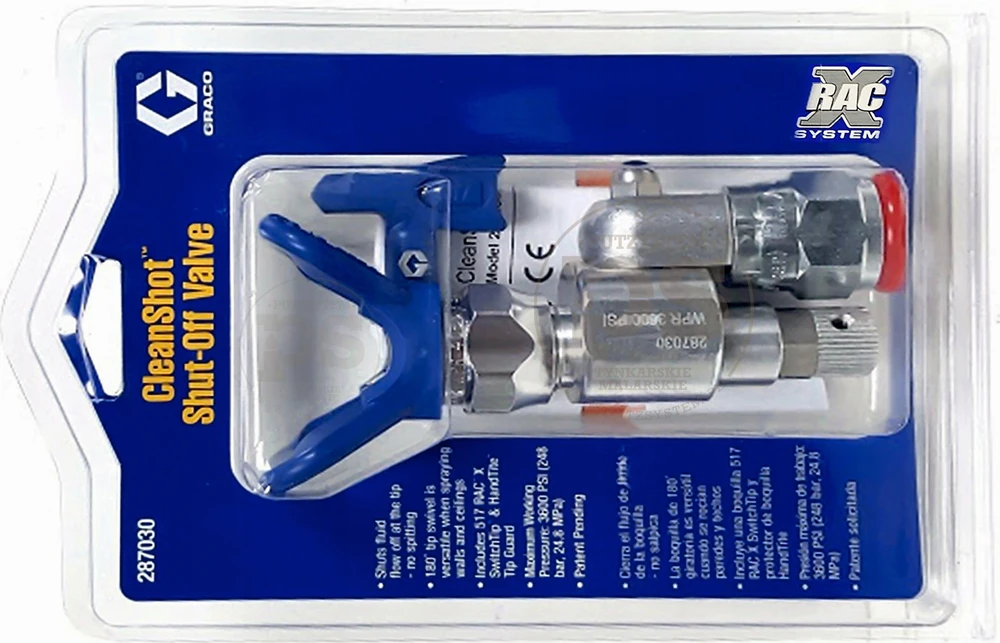 GRACO CLEANSHOT uždarymo vožtuvas, galvutė + purkštukas.