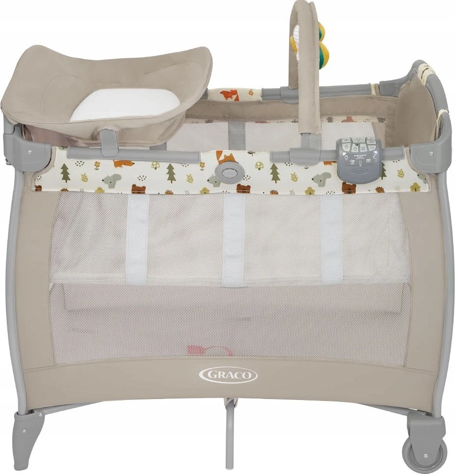 GRACO Vaikiška lovelė, maniežas CONTOUR ELECTRA, persirengimo stalas, čiužinys, krepšys, skydas