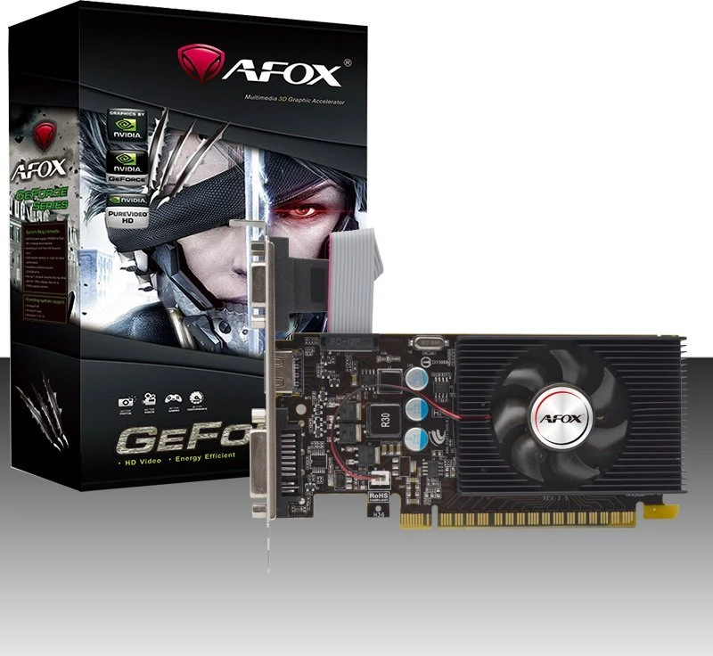 Vaizdo plokštė Afox geforce gt730 1gb ddr3 64bit dvi hdmi vga lp ventiliatorius v1 af730-1024d3l7-v1