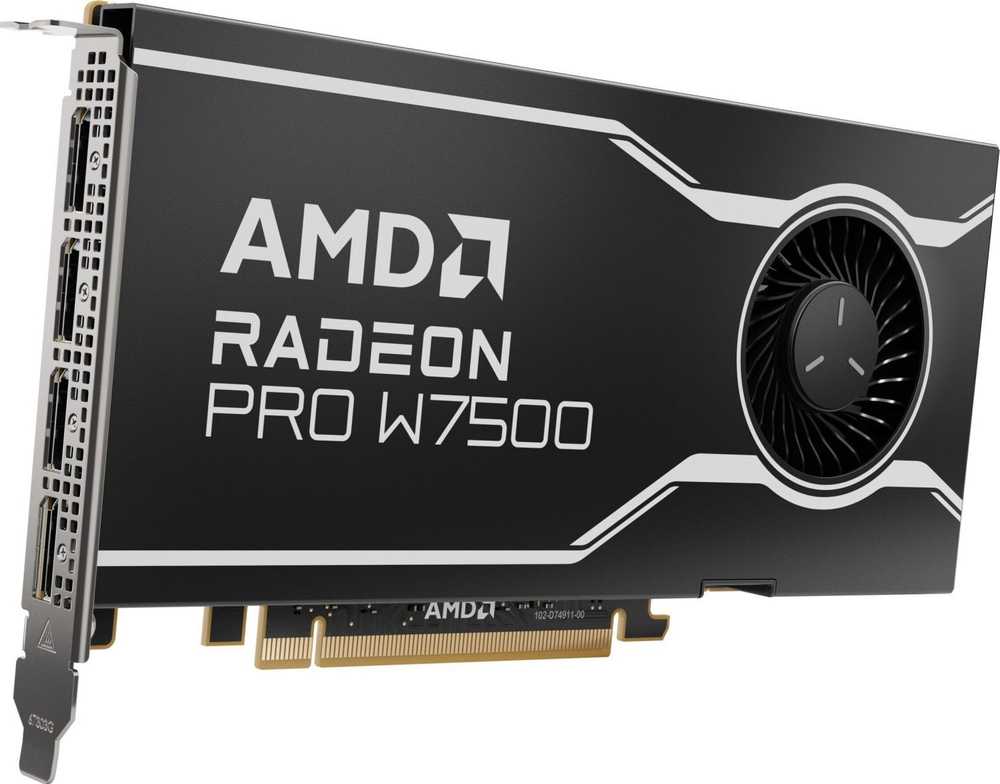 AMD GPU W7500 8GB GDDR6 128bit, 12Tflops, 4x DP 2.1, aktyvus ventiliatorius, RDNA3