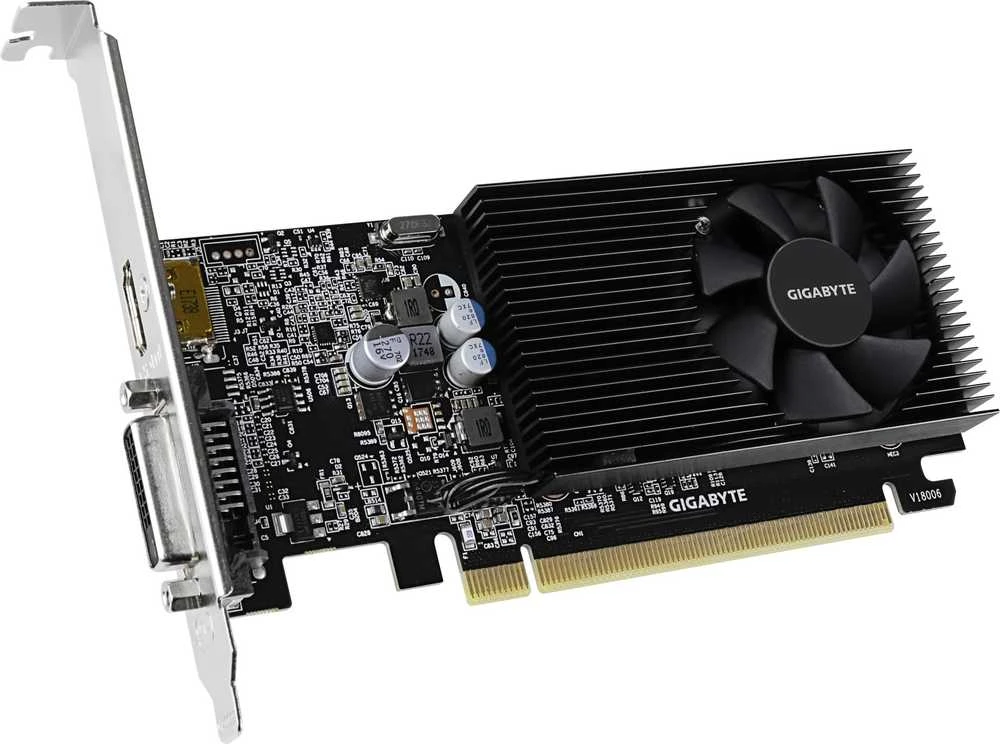 Vaizdo plokštė Gigabyte Gigabaitas | GV-N1030D4-2GL 1.0 | NVIDIA | 2 GB | GeForce GT 1030 | DDR4 | DVI-D jungtys kiekis 1 | HDMI jungtys kiekis 1 | PCI Express 3.0 | Atminties taktinis dažnis 2100 MHz | Procesoriaus dažnis 1417 MHz