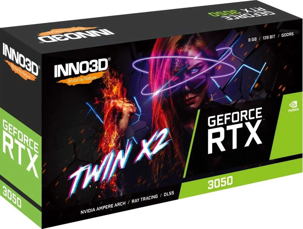 Vaizdo plokštė INNO3D GeForce RTX 3050 Twin X2 V2, 8192 MB GDDR6