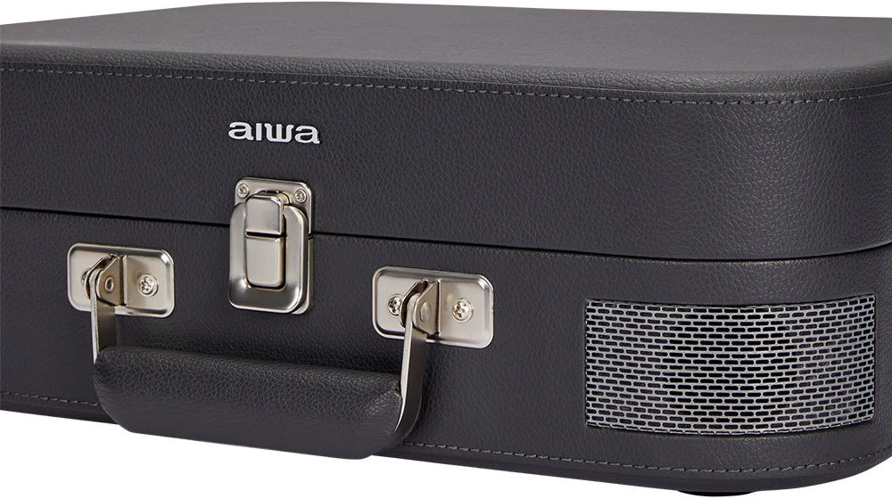 Aiwa Patefonas lagamine 2x2.2W RMS su Bluetooth / USB grotuvu, tamsiai pilkas