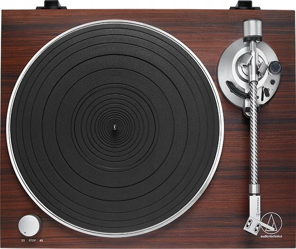 Audio Technica rankinis patefonas su diržu, RCA, medinis pagrindas AT-LPW50BT