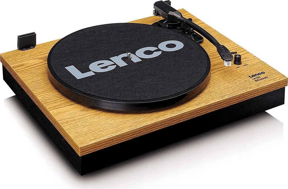 Lenco LS-300WD patefonas su dviem atskirais garsiakalbiais, Medienos apdaila