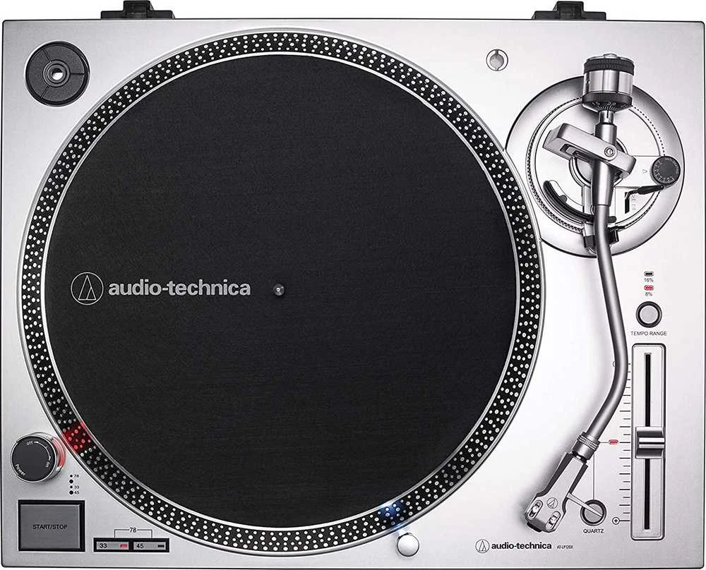 Patefonas Audio-Technica AT-LP120X analoginis ir USB, Sidabrinės spalvos