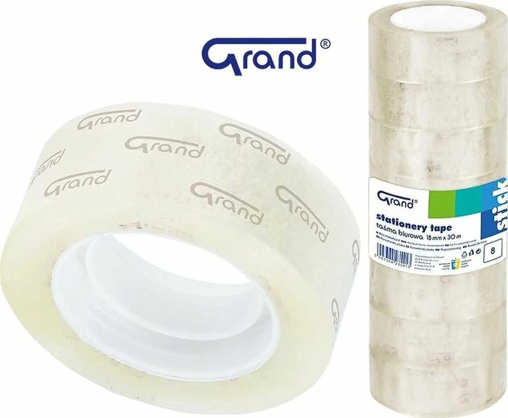 Lipni juostelė GRAND, 18mm x 30m, skaidri