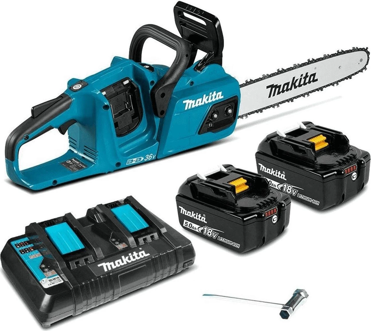 Grandininis pjūklas Makita DUC355PT2; 2x18 V; 2x5,0 Ah akum.; 35 cm juosta