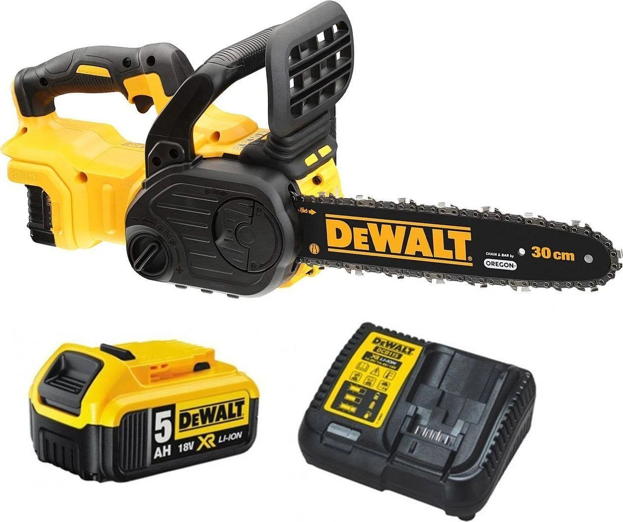 DeWALT akumuliatorinis grandininis pjūklas DCM565P1 18V 1x5.0 Ah