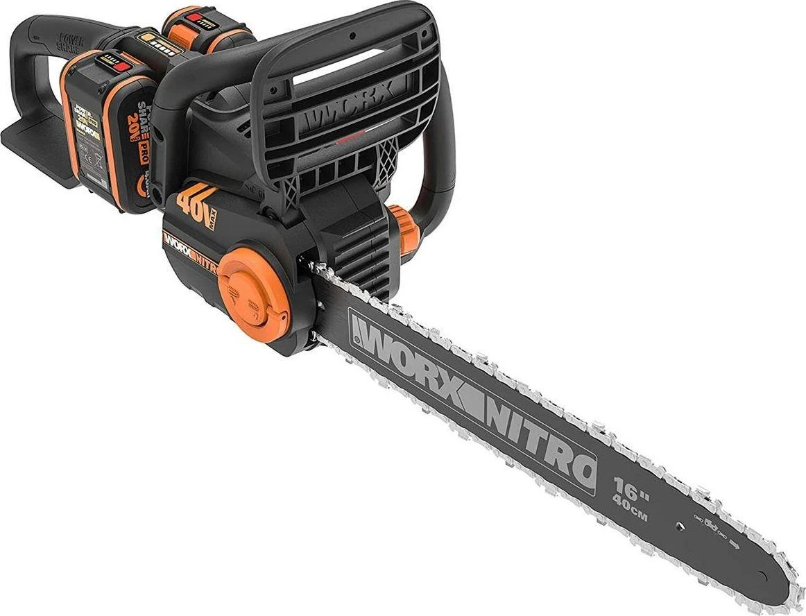 Grandininis pjūklas Worx WG385E; 2x20 V; 2x4,0 Ah; 40 cm juosta