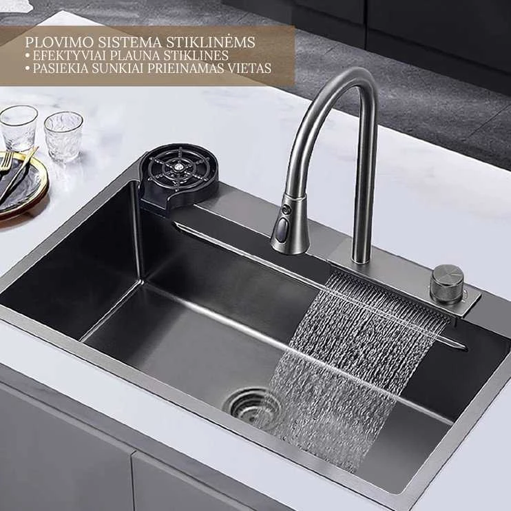 Kriauklė GraniteQ STAINLESS STEEL SINK+FAUCET MASTERJERO